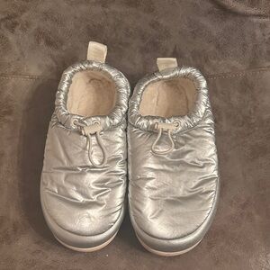 UGG Metallic Silver Quilted Slippers